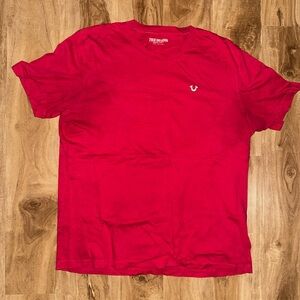 True Religion Red Graphic Buddha Logo Men's Cotton Short Sleeve T-Shirt